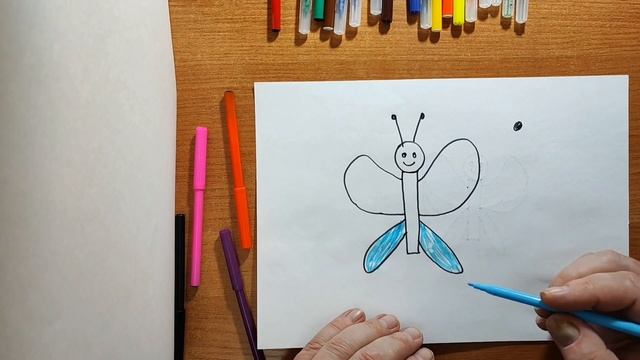 Хоб Для детей Рисуем раскрашиваем Бабочка веселая Рисунки развивающие познавательные для малышей