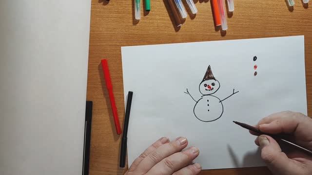Раз Для детей Рисуем раскрашиваем Снеговик Рисунки развивающие познавательные для малышей