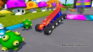 Большие и маленькие длинные колеса монстр-трака Молния Маккуин против поездов Томаса _ BeamNG.Drive