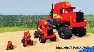 Большой и маленький длинный грузовик с мячом против поезда Томаса - 4 МОНСТР-ТРАКА - BeamNG.Drive