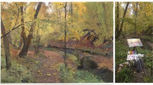 20251008 Речка Битца. Москва. Натурный этюд гуашь