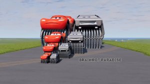 Большие и маленькие двойные пильные диски Monster_ Tesla Cybertruck против Lightning McQueen