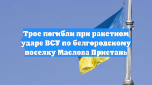 Трое погибли при ракетном ударе ВСУ по белгородскому поселку Маслова Пристань
