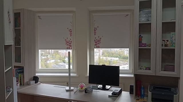 Рулонные шторы Uni с электроприводом  Управление пульт  Ткань Альфа блэкаут с фотопечатью  SVIL