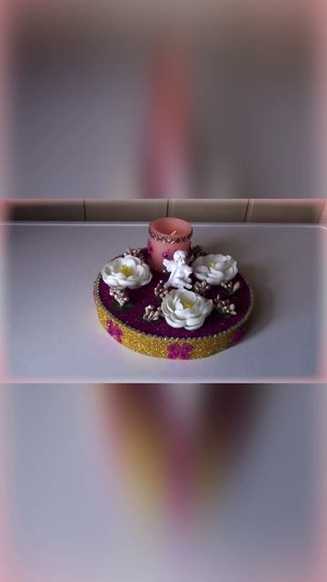 ОРИГИНАЛЬНЫЙ ПОДСВЕЧНИК С АНГЕЛОЧКОМВ ЦВЕТАХ.РУЧНАЯ РАБОТА.