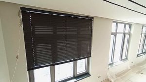 Горизонтальные жалюзи Coulisse 50 мм.  деревянные ламели, управление электроприводом фазное SVIL