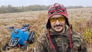 Мотоблок на гусеницах, осенние покатушки.