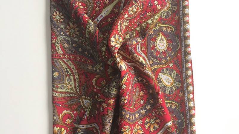 Шерстяной снуд "Имбирь" из павловопосадского платка