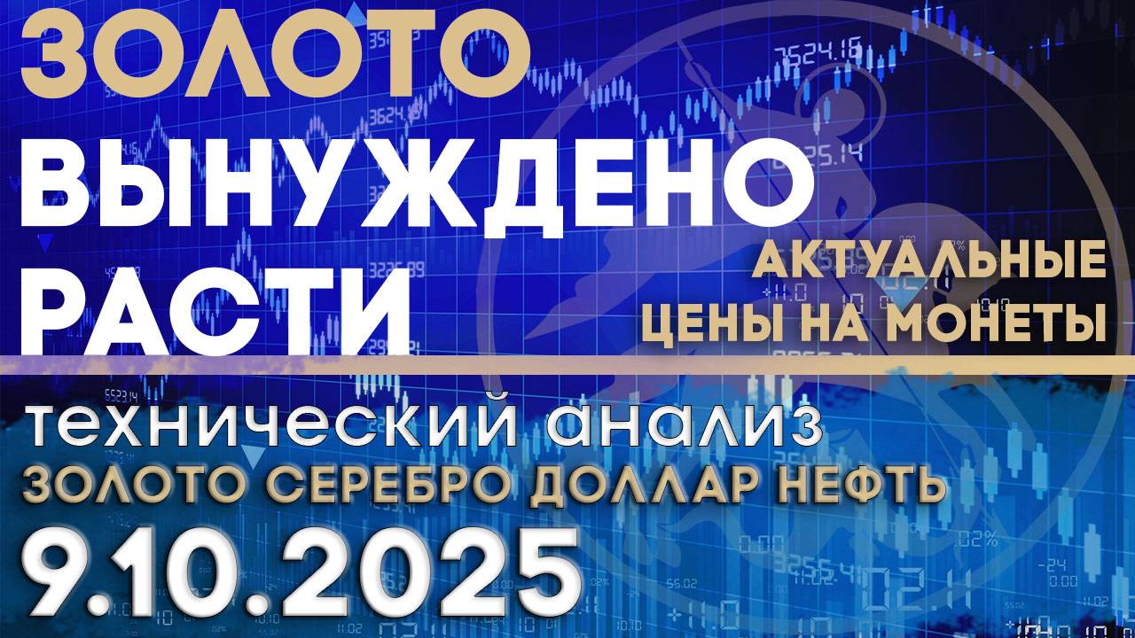 Золото вынуждено расти из-за шатдауна в США. Анализ золота, серебра, нефти, доллара 09.10.2025 г