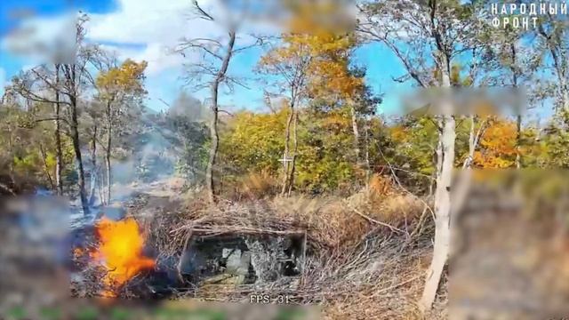 Донбасс. Оператор FPV-дрона «КВН» Центра «Рубикон» уничтожил 122-мм гаубицу Д-30 ВСУ