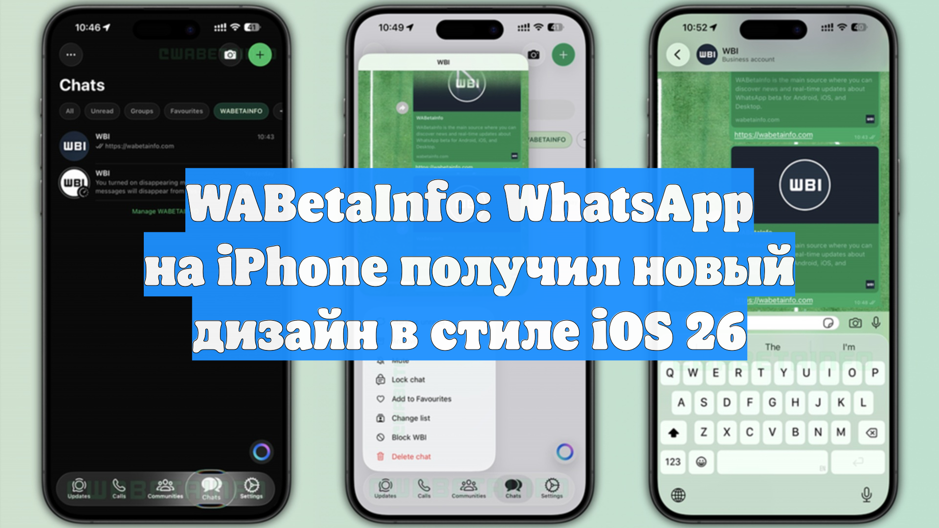 WABetaInfo: WhatsApp на iPhone получил новый дизайн в стиле IOS 26