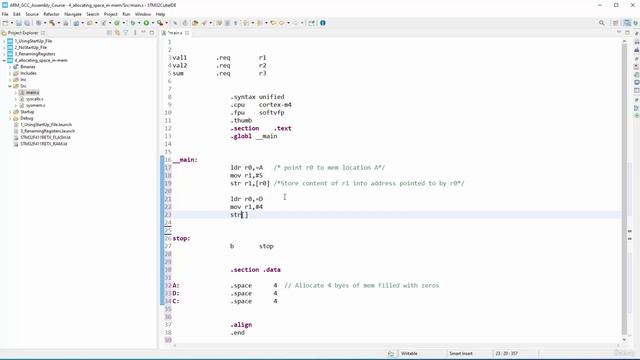Section 3- Assembler Rules and Directives, Lecture 18- Programming - Allocating space in memory wit