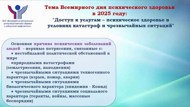 10 октября - Всемирный день психического здоровья