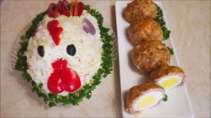 Салат ПЕТУШОК и МЯСНЫЕ зразы с яйцом Блюда на праздничный стол Салат с крабовыми палочками