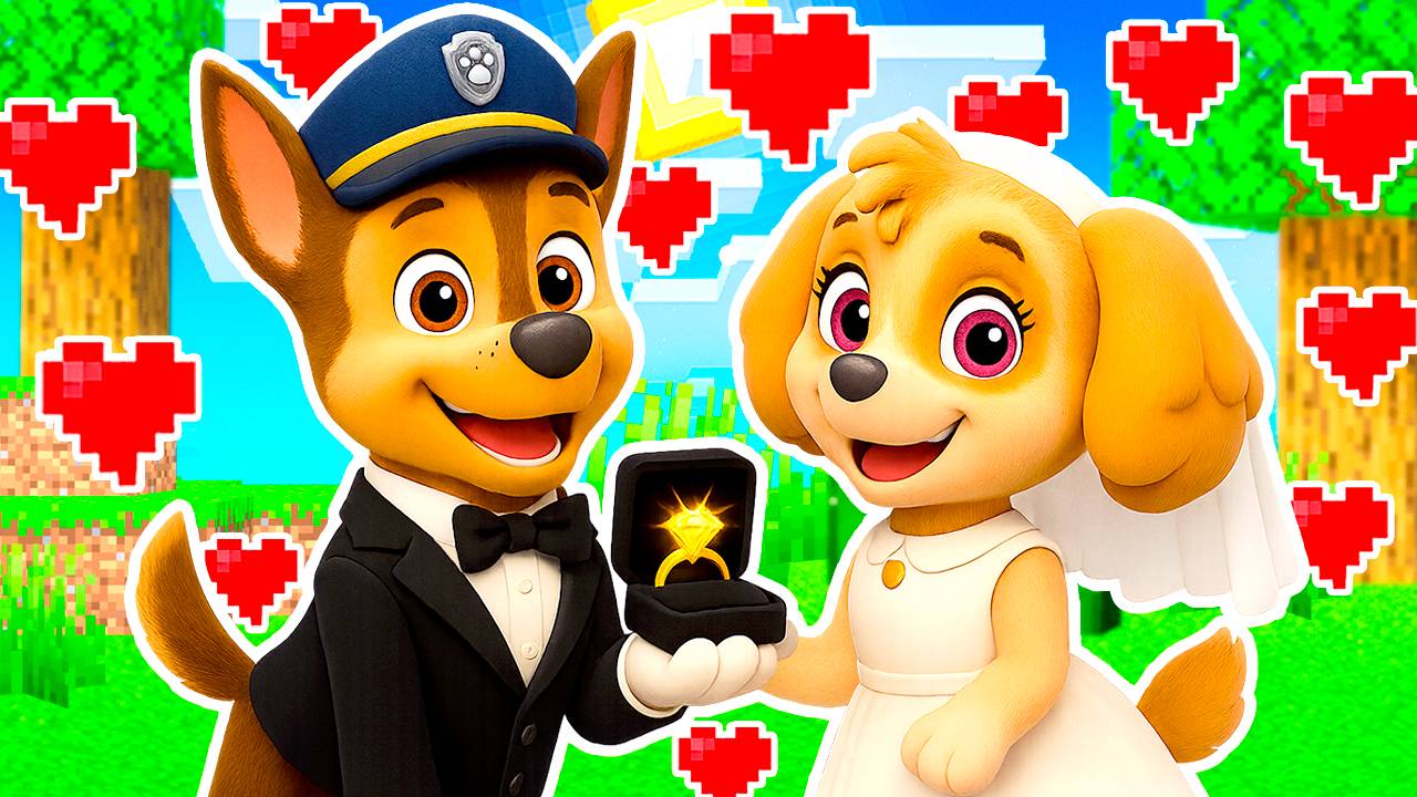 ГОНЩИК СДЕЛАЛ ПРЕДЛОЖЕНИЕ СКАЙ ЩЕНЯЧИЙ ПАТРУЛЬ в МАЙНКРАФТ PAW PATROL СВАДЬБА МУЛЬТИК смотреть онлайн