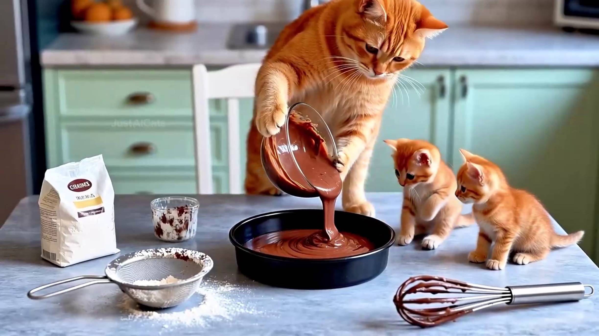Как котики шоколадный торт пекли