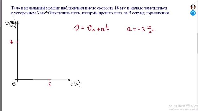 Разбор задачи 1 на нахождение пути при равноускоренном движении через площадь фигуры