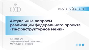 Актуальные вопросы реализации федерального проекта «Инфраструктурное меню»