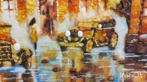 Картина из янтаря "Старая городская улица"