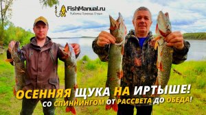 Осенняя ловля щуки на Иртыше. Рыбалка от рассвета и до обеда на спиннинг с берега
