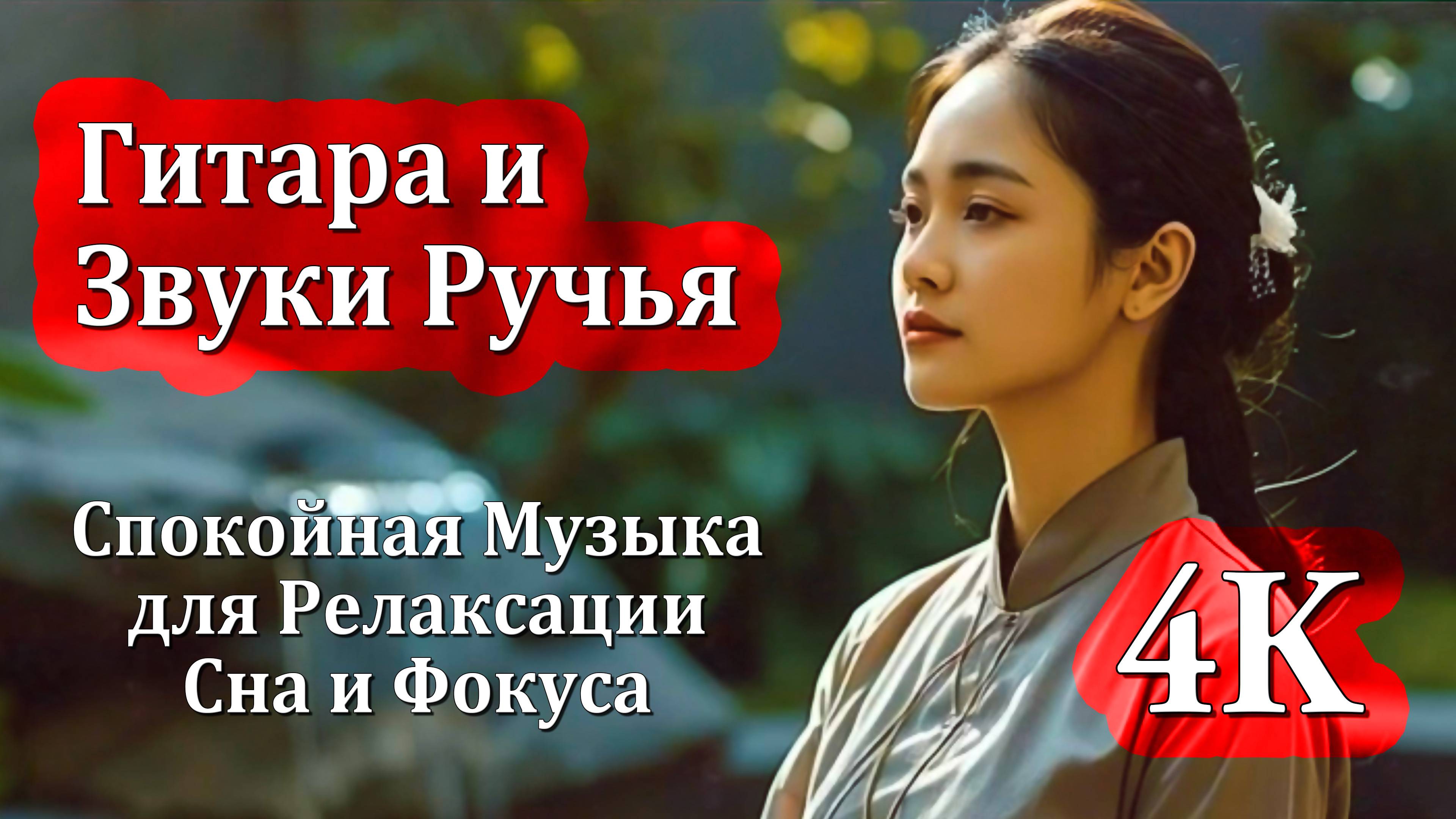 4К ГИТАРА и ЗВУКИ РУЧЬЯ | Спокойная Музыка для Релаксации, Сна и Фокуса 🎸🧘♀️🎸