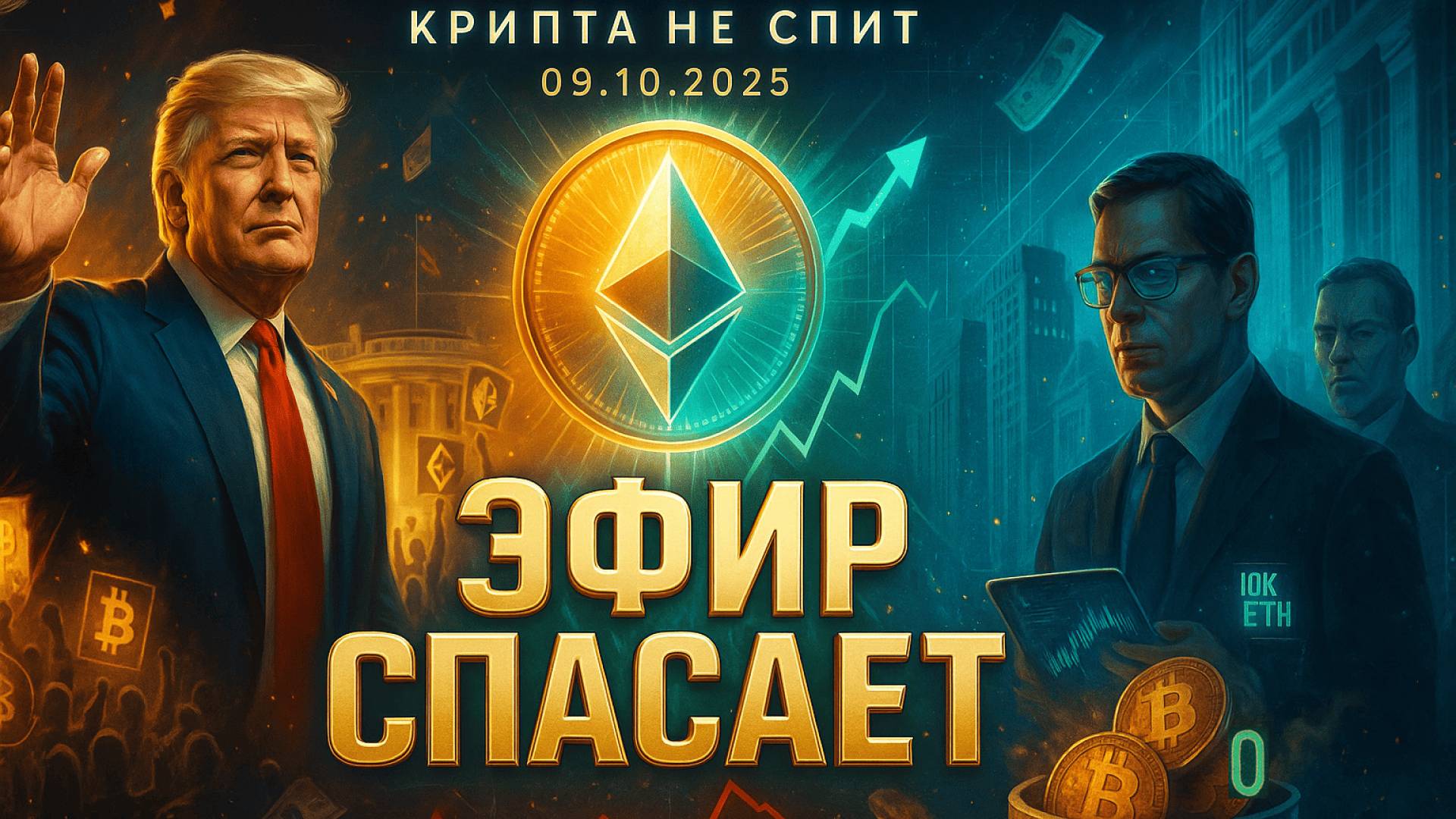 КРИПТА НЕ СПИТ 09.10.2025 | ЭФИРИУМ ПРОТИВ ИНФЛЯЦИИ | ПУЗЫРЬ ИИ | ИНВЕСТОРЫ ЗА ТРАМПА