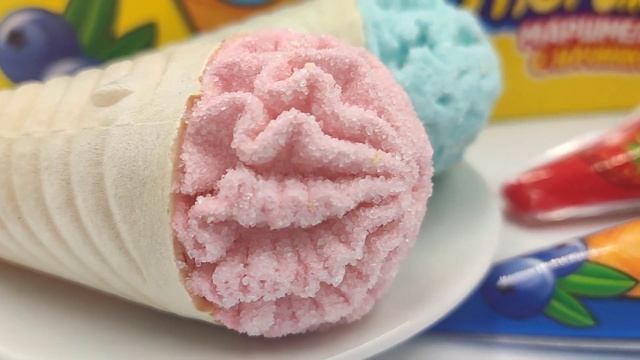 Зефир Маршмеллоу МОРОЖЕНОЕ в вафельном стаканчике с джемом. Вкус КЛУБНИКА, ГОЛУБИКА. Набор 30шт