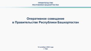 Оперативное совещание в Правительстве Республики Башкортостан: прямая трансляция 14 октября 2025 г.