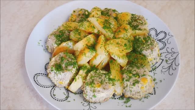 Быстрый УЖИН мясное суфле и картофель по деревенски ЗАПЕКАЕМ всё одновременно