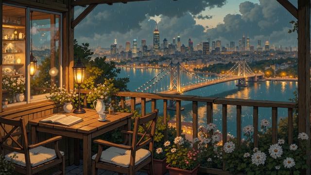 Japan Balcony In The Soft Night Rain 🌙Chill Lofi Beats For Relaxation, Rest, And Peaceful Sleep