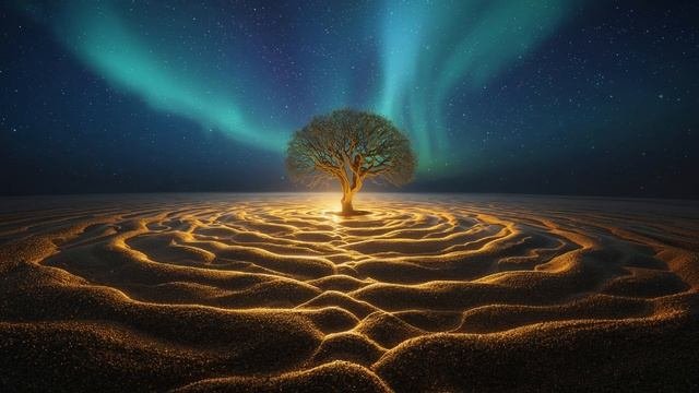 Sea Of Turning Dust 🌊 2-Hour Spiritual Ambience ｜ Tree Of Light ｜ Auroral Branches ｜ Sci-Fi Music