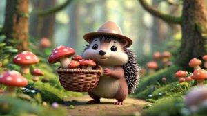 Мультфильм для детей. Ёжик собирает грибочки и малинку на зиму
