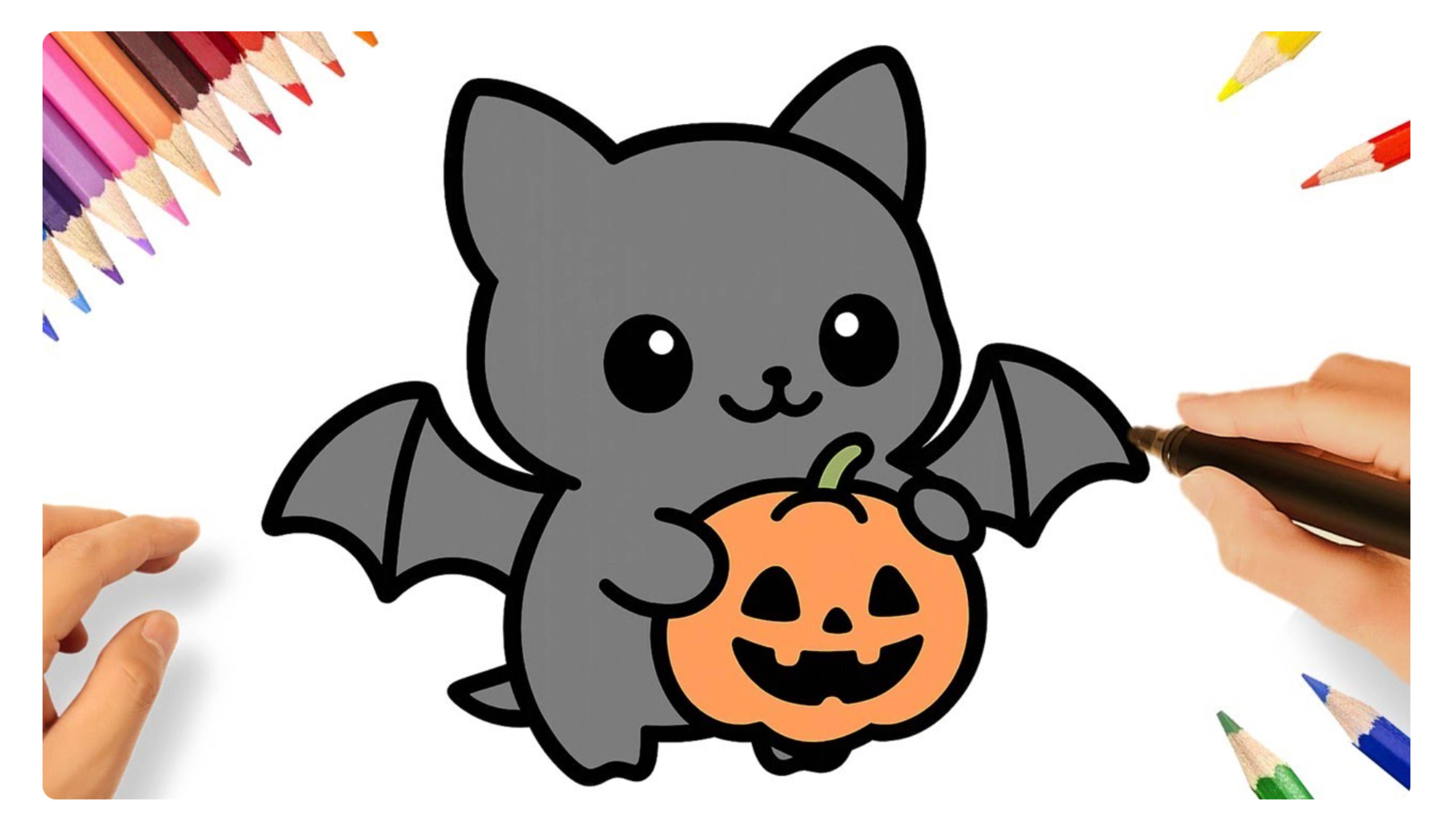 КАК РИСОВАТЬ МИЛУЮ ЛЕТУЧУЮ МЫШЬ В СТИЛЕ КАВАЙИ 🦇❤️