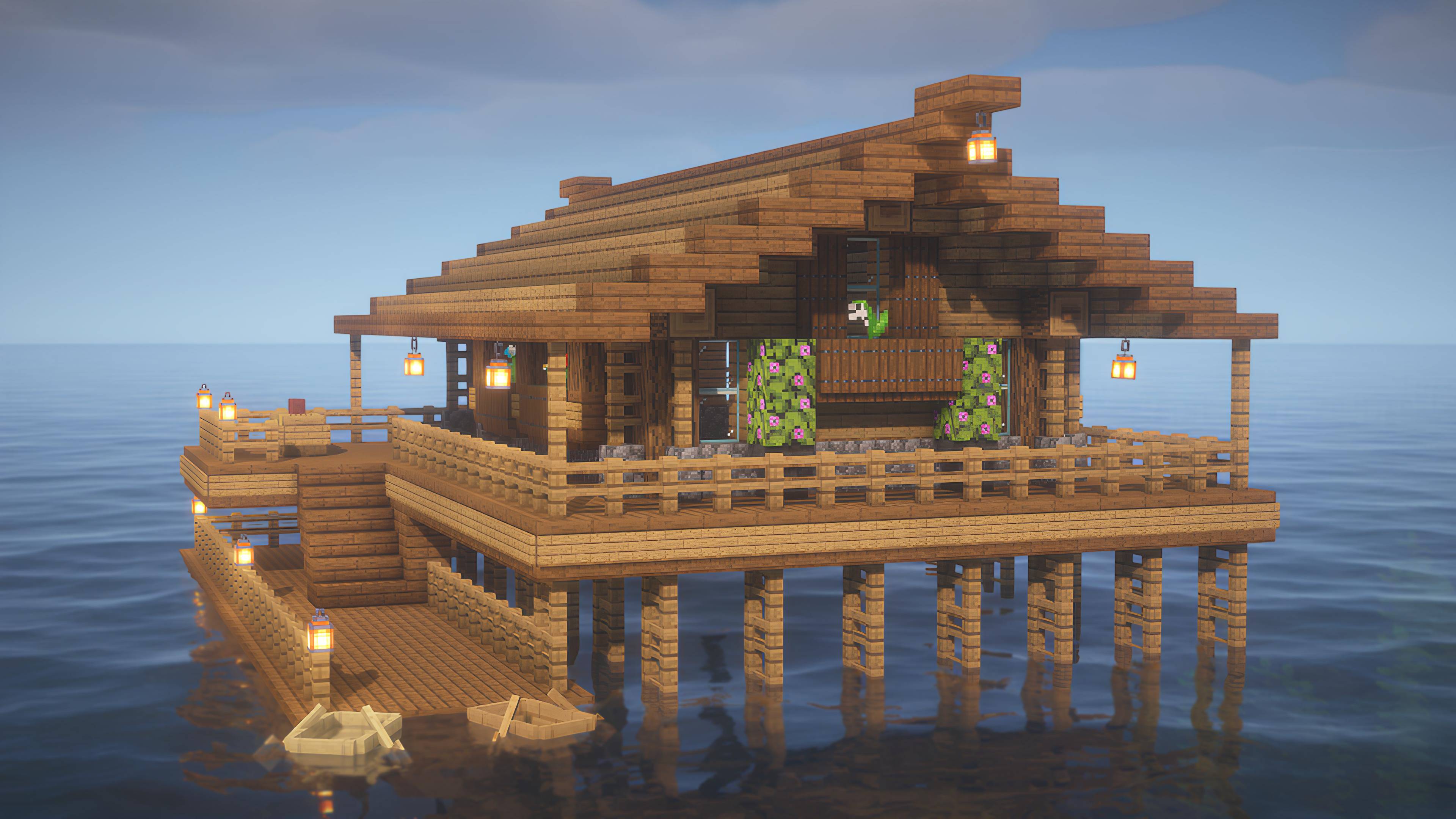 СТАРТОВЫЙ ДОМ НА ВОДЕ В MINECRAFT! | Проект 15 | #стартовый #майнкрафт #майн #дом #красивый #наводе