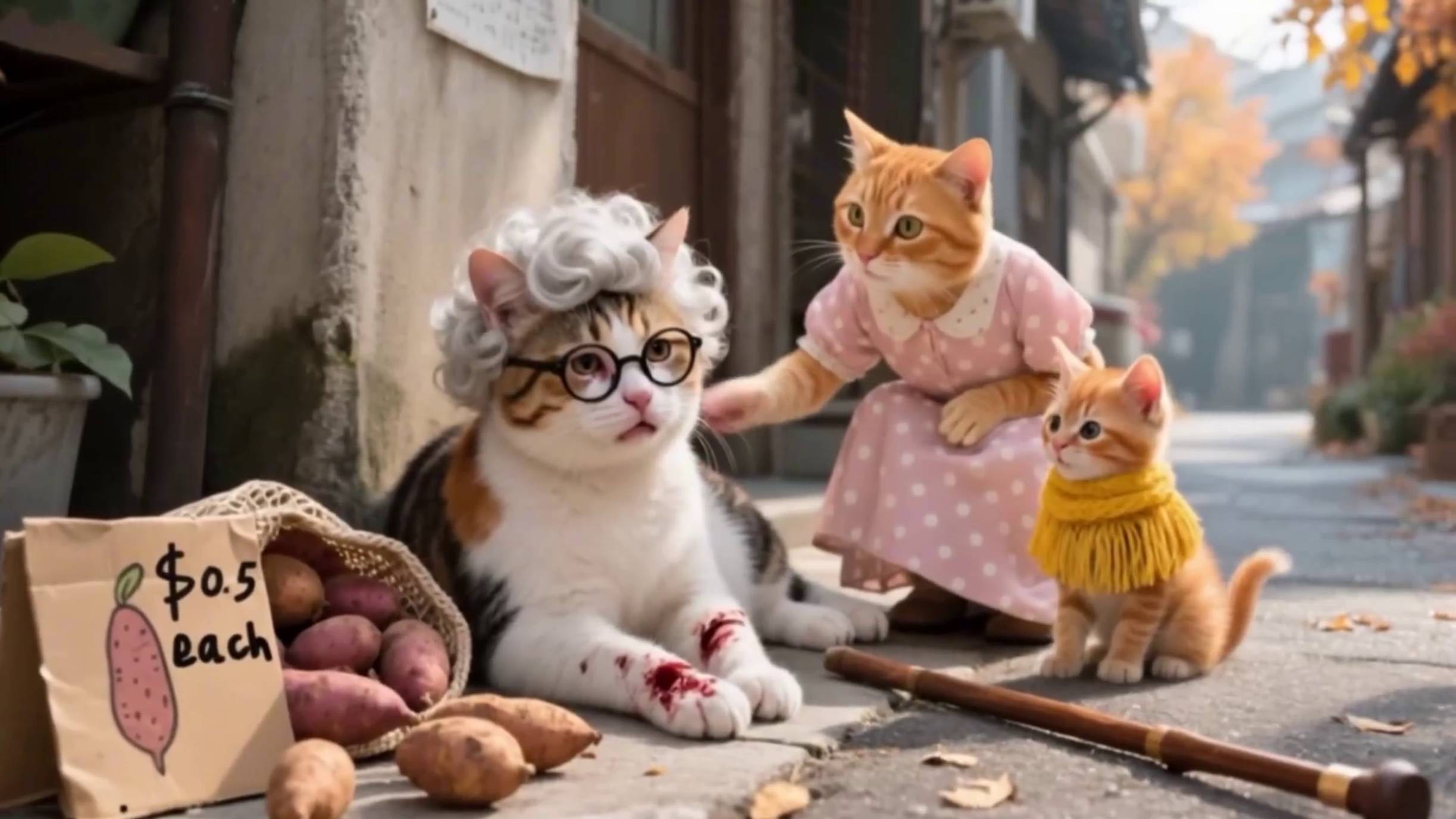 Как котики бабушке помогали