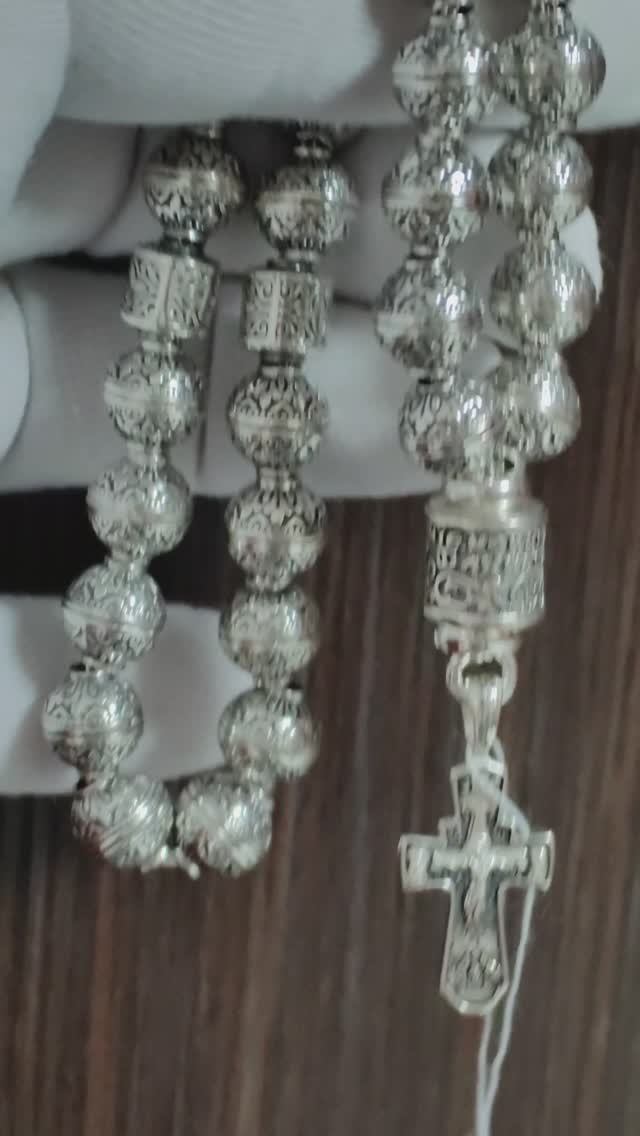 Четки из серебра православные 40 бусин