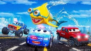 Акула-миньон атакует город! Полицейские машины героически сражаются, чтобы спасти всех | Эпические п