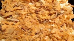 Салат с рисом и горбушей