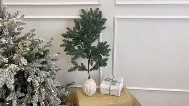 Хвойная ветка ПУШИСТАЯ с шишками, 100% литая хвоя, 60 см, В360-1