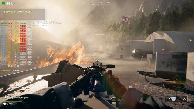 Battlefield 6 тест производительности. Кампания. 4К, Overkill (макс), DLSSQ. RTX 5080 + I7 13700К
