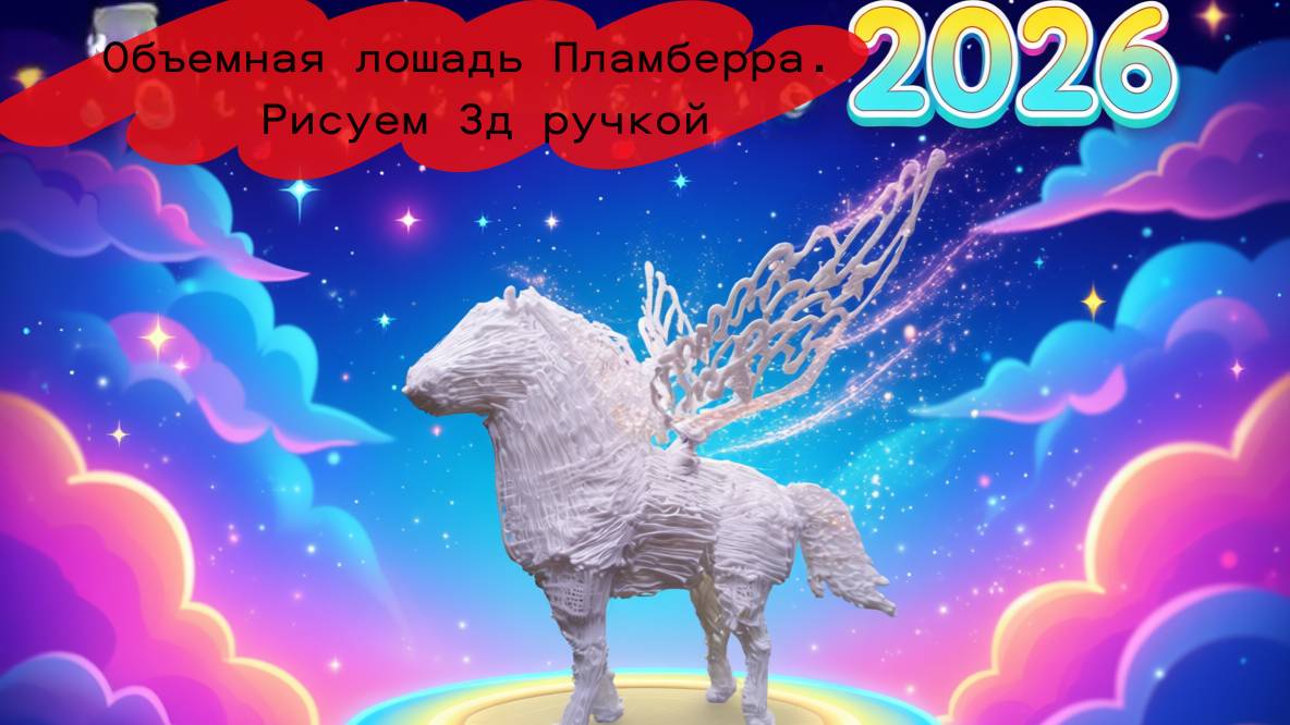 Рисуем 3дл ручкой - объемная лошадь Пламберра. Символ 2026г