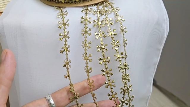 Лента для декорирования АРБОЛЬ: СНЕЖИНКИ, полиэстер, золотая, 1,2 см х 7,5 м, CAA811840-2