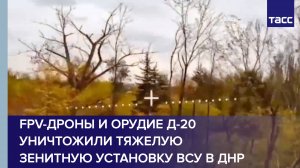 FPV-дроны и орудие Д-20 уничтожили тяжелую зенитную установку ВСУ в ДНР