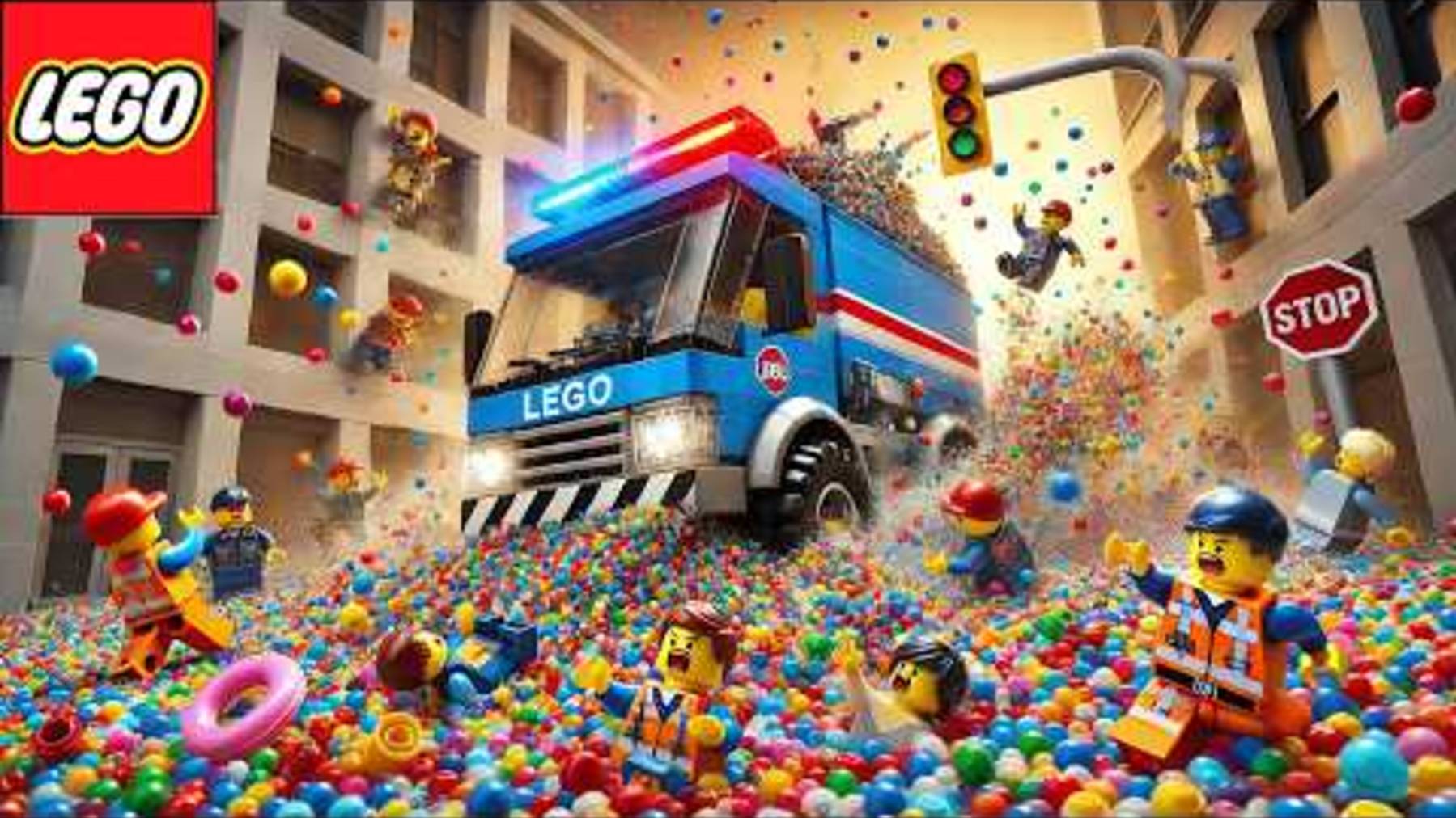Машинка LEGO против расширяющихся водяных шариков  Что получится