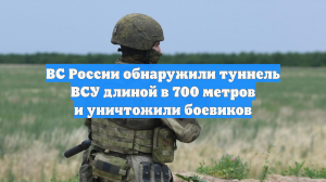 ВС России обнаружили туннель ВСУ длиной в 700 метров и уничтожили боевиков