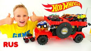 Дети играют с Hot Wheels Monster Trucks! Видео от Влада и Ники!