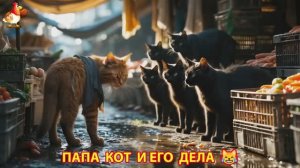 Папа Кот и его повседневные дела и заботы по воспитанию ребенка Котенка 😹 Юмор 😂 выпуск (12)