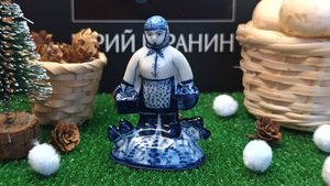 Скульптура "С грибами", гжельский фарфор