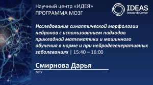 Исследование синаптической морфологии нейронов с использованием подходов прикладной математики...