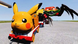 ВСЕ МОНСТРЫ Большие и маленькие машинки безумие на спуске с CAR EATER и McQUEEN EATER BeamNG.Drive